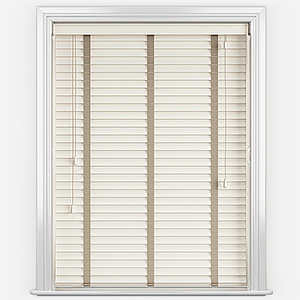 Dalby Pearl with Light Beige Tapes Wooden Venetian Blind