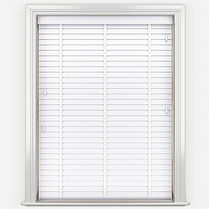 WoodLux Brilliant White with Tapes Faux Wood Venetian Blind