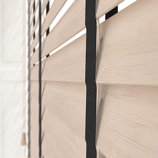 Hikari Bamboo Palm with Black Tapes venetian