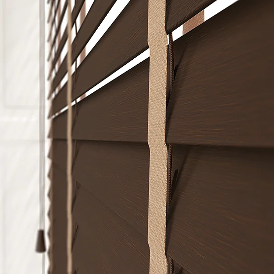 Hikari Bamboo Red Wood with Mocha Tapes venetian