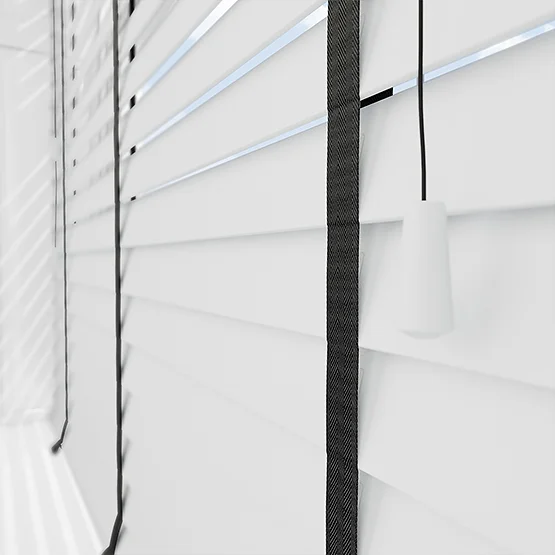 Dalby Pure White with Jet Tapes venetian