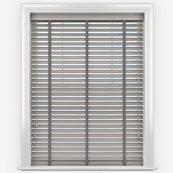 Hikari Bamboo Brushed Cloud with Dark Grey Tapes venetian