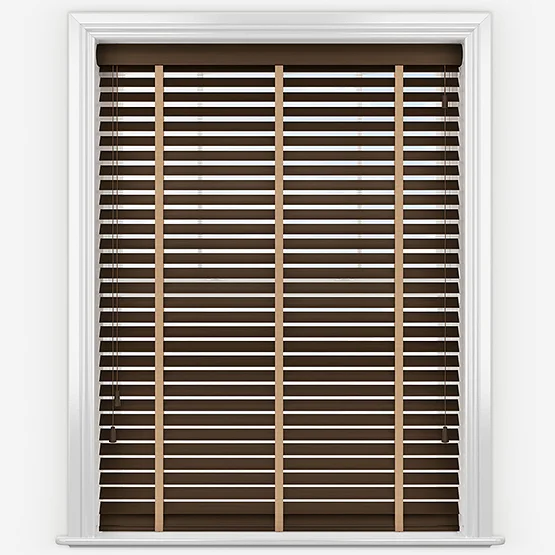 Hikari Bamboo Red Wood with Mocha Tapes venetian