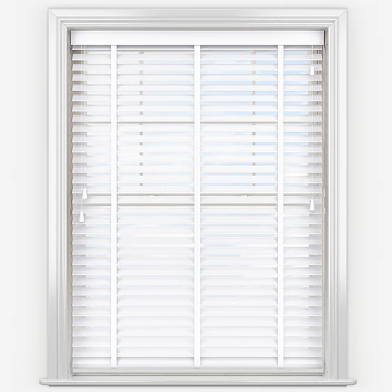 WoodLux Brilliant White with Tapes venetian