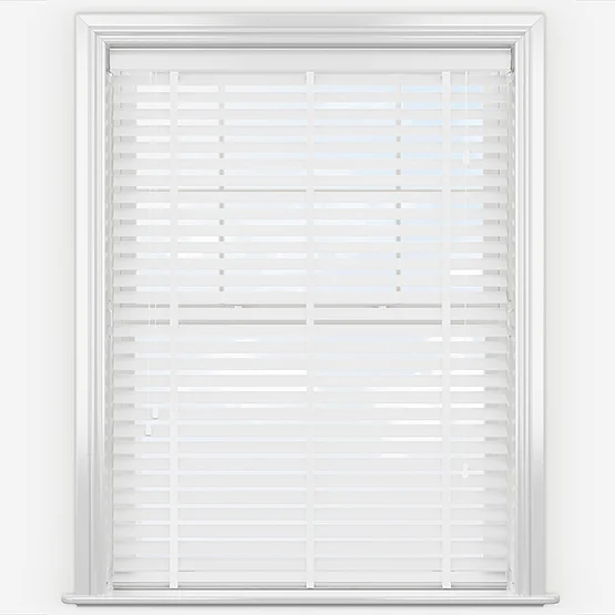 WoodLux Fine Grain Bright White with Tapes venetian