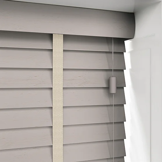 Hikari Bamboo Brushed Cloud with Alabaster Tapes venetian