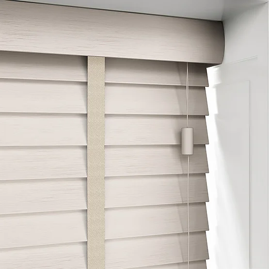 Hikari Bamboo Brushed Oyster with Alabaster Tapes venetian
