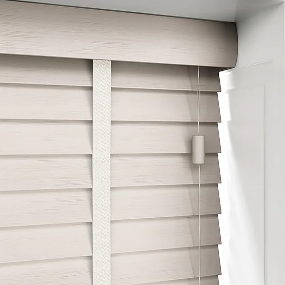 Hikari Bamboo Brushed Oyster with White Tapes venetian