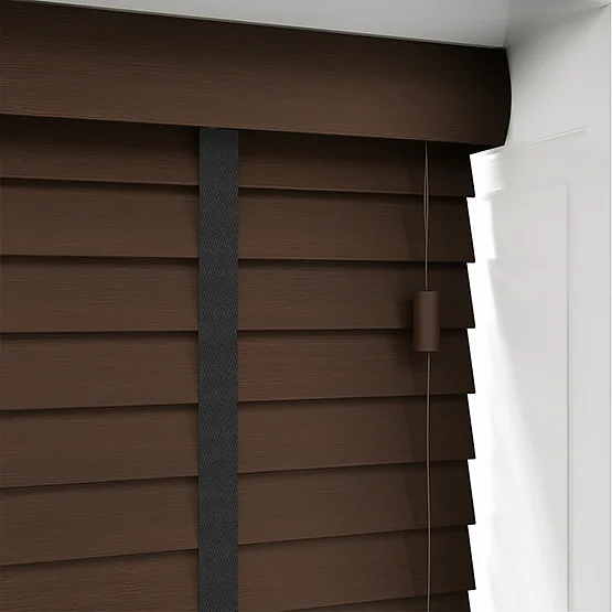 Hikari Bamboo Red Wood with Black Tapes venetian