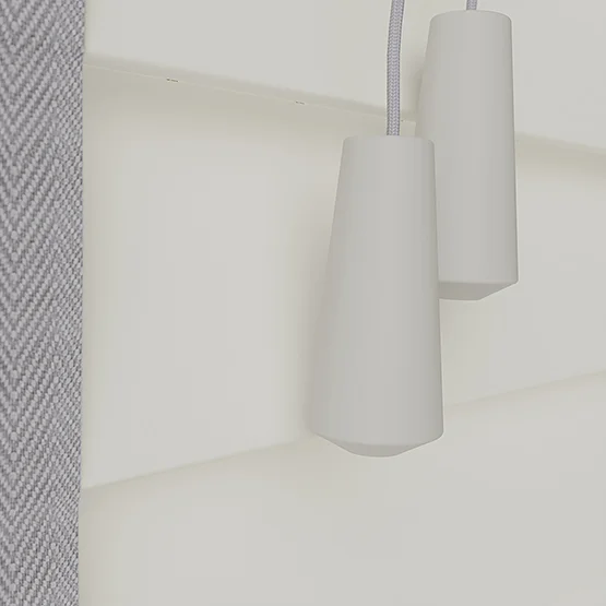 Statement True White with Light Grey Tapes venetian