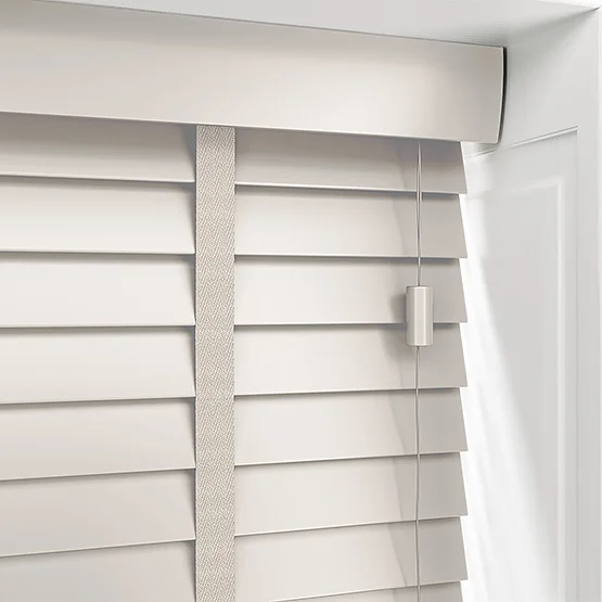 WoodLux Alabaster with Tapes venetian