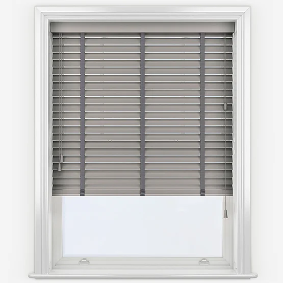 Hikari Bamboo Brushed Cloud with Dark Grey Tapes venetian
