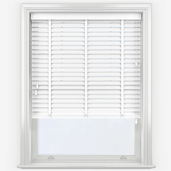 WoodLux Bright White with Tapes venetian
