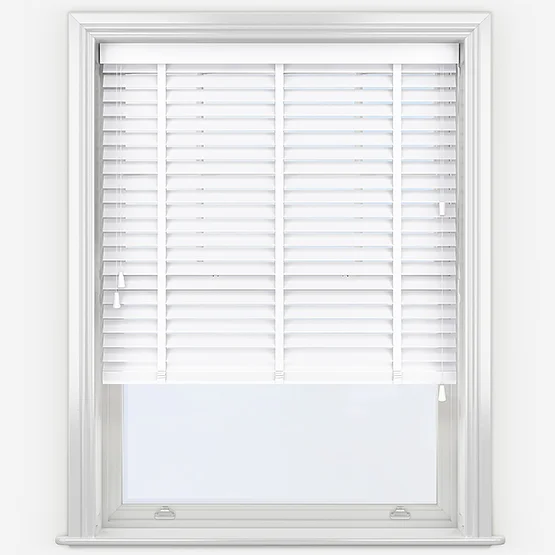 WoodLux Brilliant White with Tapes venetian