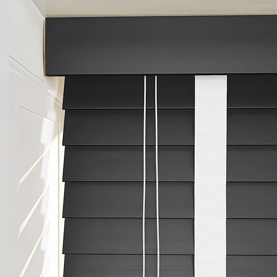 Dalby Bamboo Jarrah Black with Chalk tapes venetian