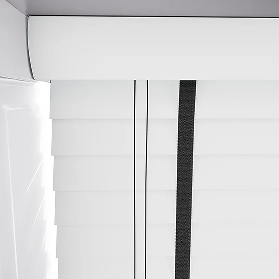 Dalby Pure White with Jet Tapes venetian