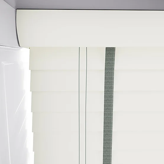 Dalby Soft White with Flint Tapes venetian
