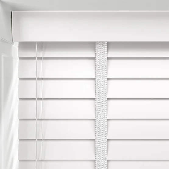 WoodLux Bright White with Tapes venetian