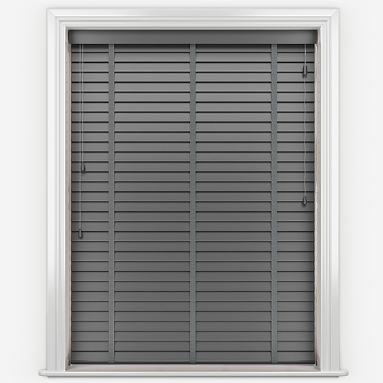 Aspect Raven Black with Dark Grey Tapes Wooden Venetian Blinds