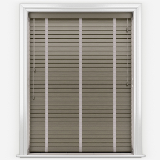 Arena Aspect Taupe Grey with Light Grey Tapes Wooden Venetian Blinds