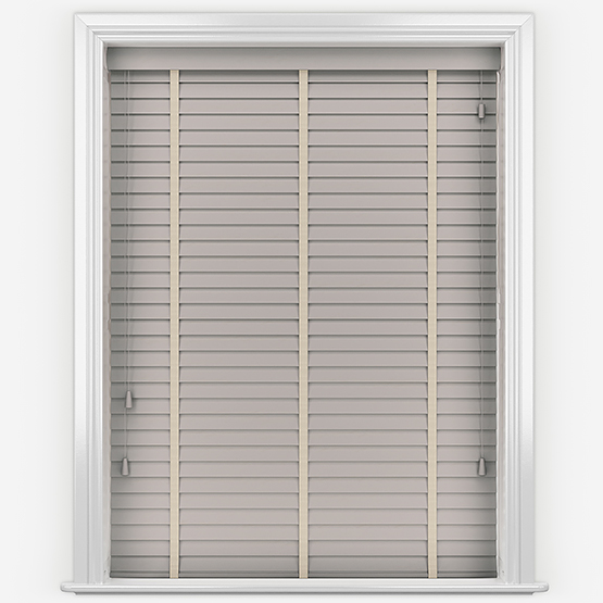 Hikari Bamboo Brushed Cloud with Alabaster Tapes Wooden Venetian Blinds