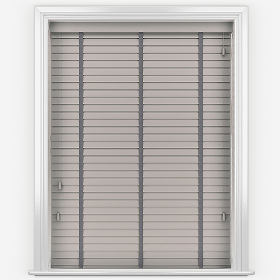 Hikari Bamboo Brushed Cloud with Dark Grey Tapes Wooden Venetian Blinds