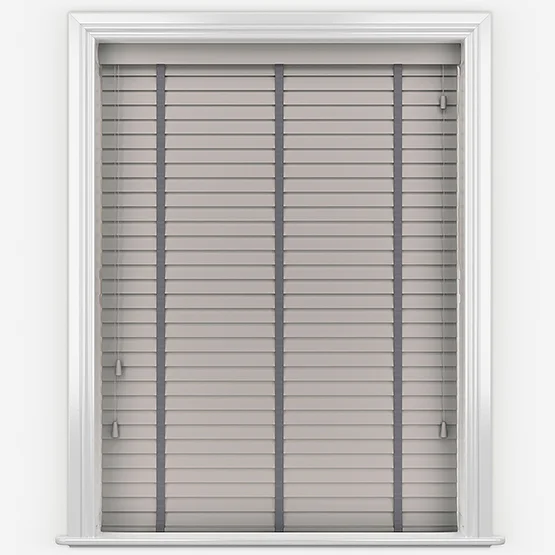 Hikari Bamboo Brushed Cloud with Dark Grey Tapes venetian