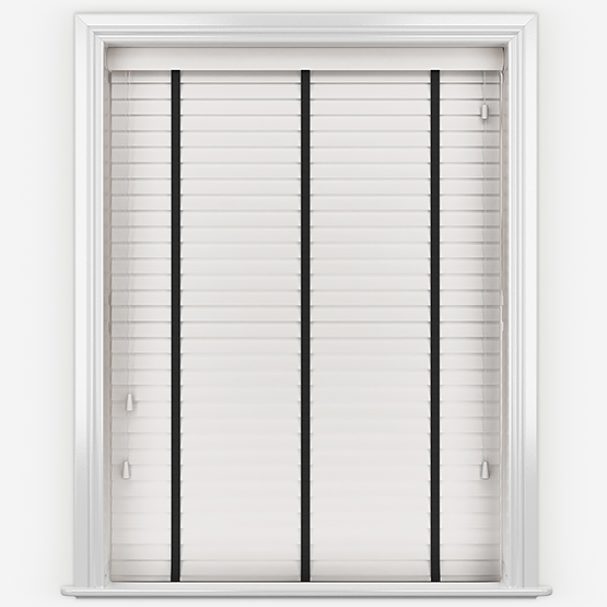 Hikari Bamboo Brushed Snow with Black Tapes Wooden Venetian Blinds
