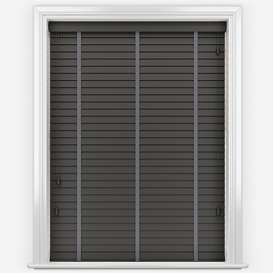 Hikari Bamboo Ember Grey with Dark Grey Tapes Wooden Venetian Blinds