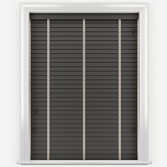 Hikari Bamboo Ember Grey with Light Grey Tapes Wooden Venetian Blinds