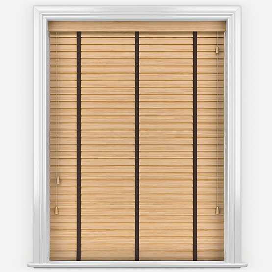 Hikari Bamboo Natural with Walnut Tapes Wooden Venetian Blinds