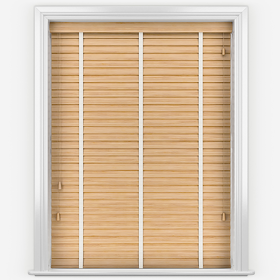 Hikari Bamboo Natural with White Tapes Wooden Venetian Blinds
