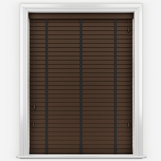 Hikari Bamboo Red Wood with Black Tapes Wooden Venetian Blinds