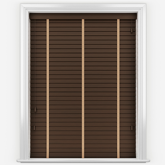 Hikari Bamboo Red Wood with Mocha Tapes Wooden Venetian Blinds