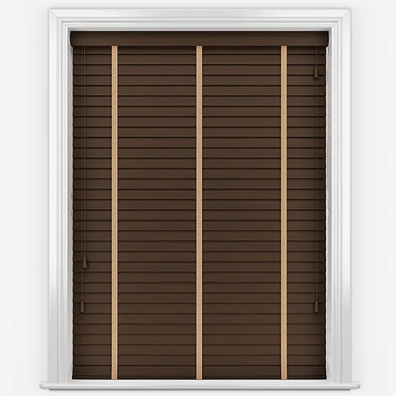 Hikari Bamboo Red Wood with Mocha Tapes venetian