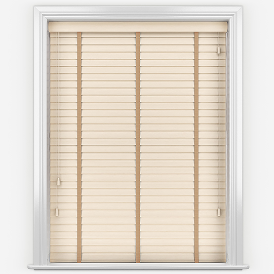 Hikari Bamboo Sandstone with Mocha Tapes Wooden Venetian Blinds