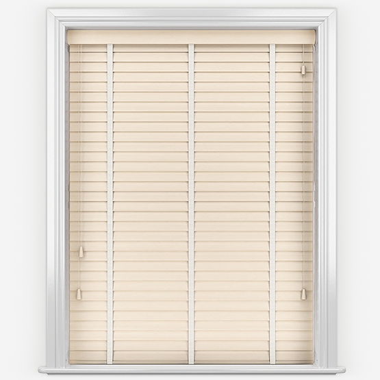 Hikari Bamboo Sandstone with White Tapes Wooden Venetian Blinds