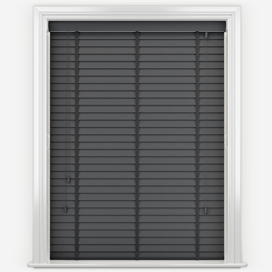 Dalby Graphite Grey with Jet Tapes Wooden Venetian Blind
