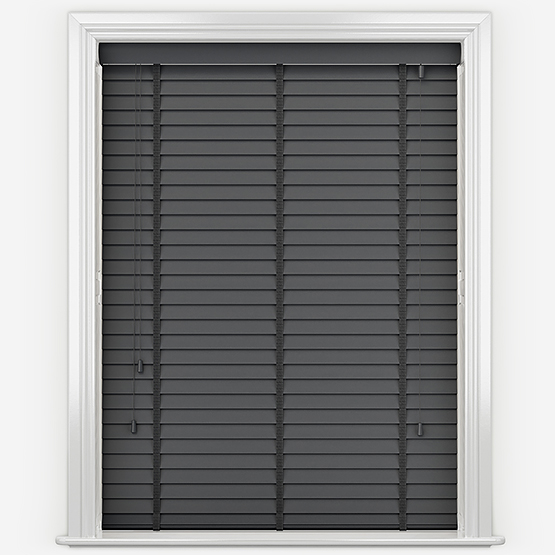 Dalby Graphite Grey with Jet Tapes Wooden Venetian Blind