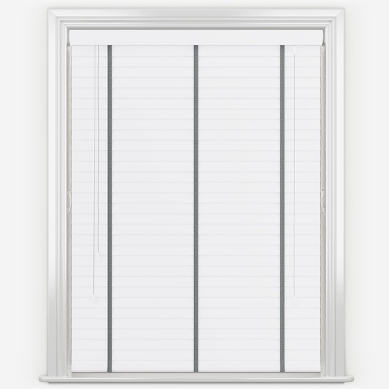 Statement Bright White with Grey Tapes Wooden Venetian Blind