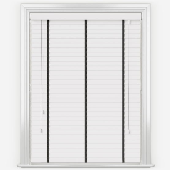 Statement Bright White with Jet Tapes Wooden Venetian Blind