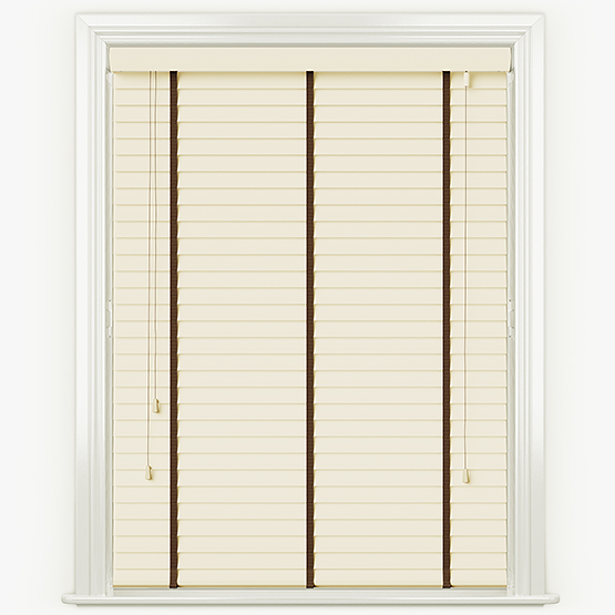 Statement Classic Cream with Chocolate Tapes Wooden Venetian Blind