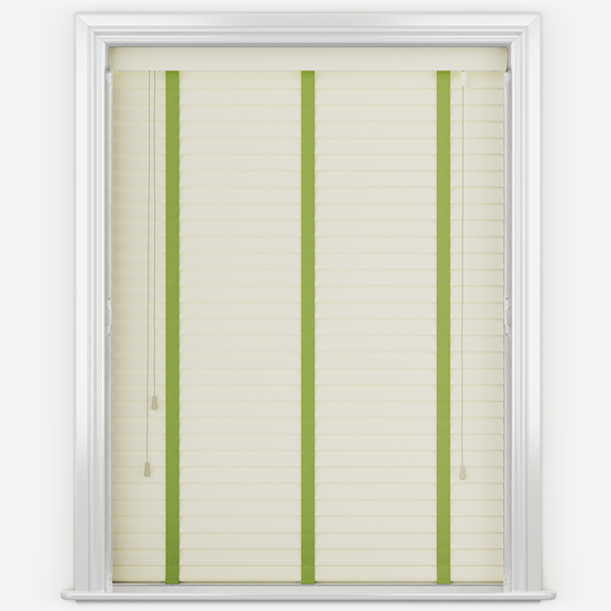 Statement Classic Cream with Lime Tapes Wooden Venetian Blind
