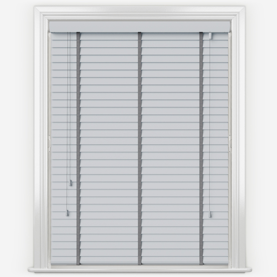 Statement Dove Grey with Grey Tapes Wooden Venetian Blind