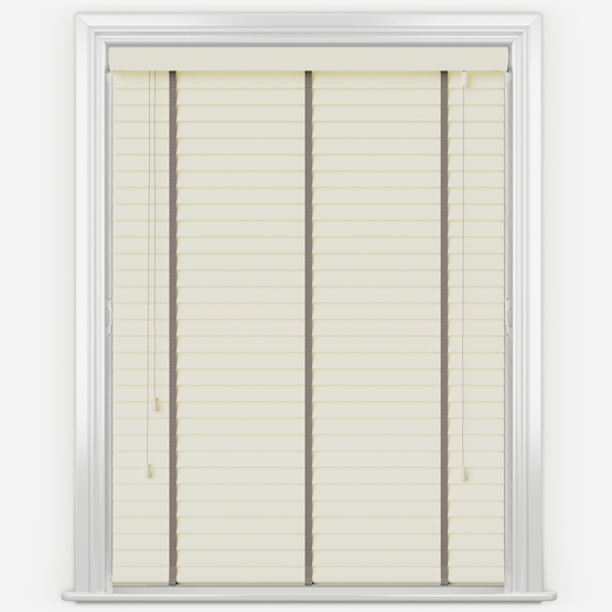 Statement Eggshell with Taupe Tapes Wooden Venetian Blind