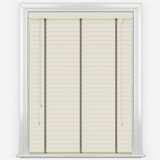 Statement Eggshell with Taupe Tapes Wooden Venetian Blind