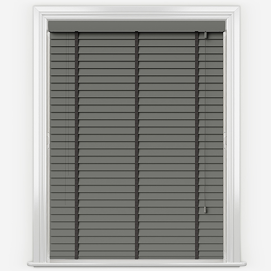 Statement Slate Grey with Jet Tapes Wooden Venetian Blind