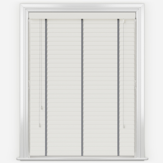 Statement True White with Slate Tapes Wooden Venetian Blind