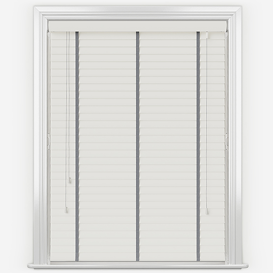Statement True White with Slate Tapes Wooden Venetian Blind