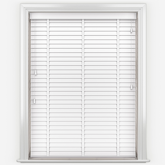 WoodLux Bright White with Tapes Wooden Blinds